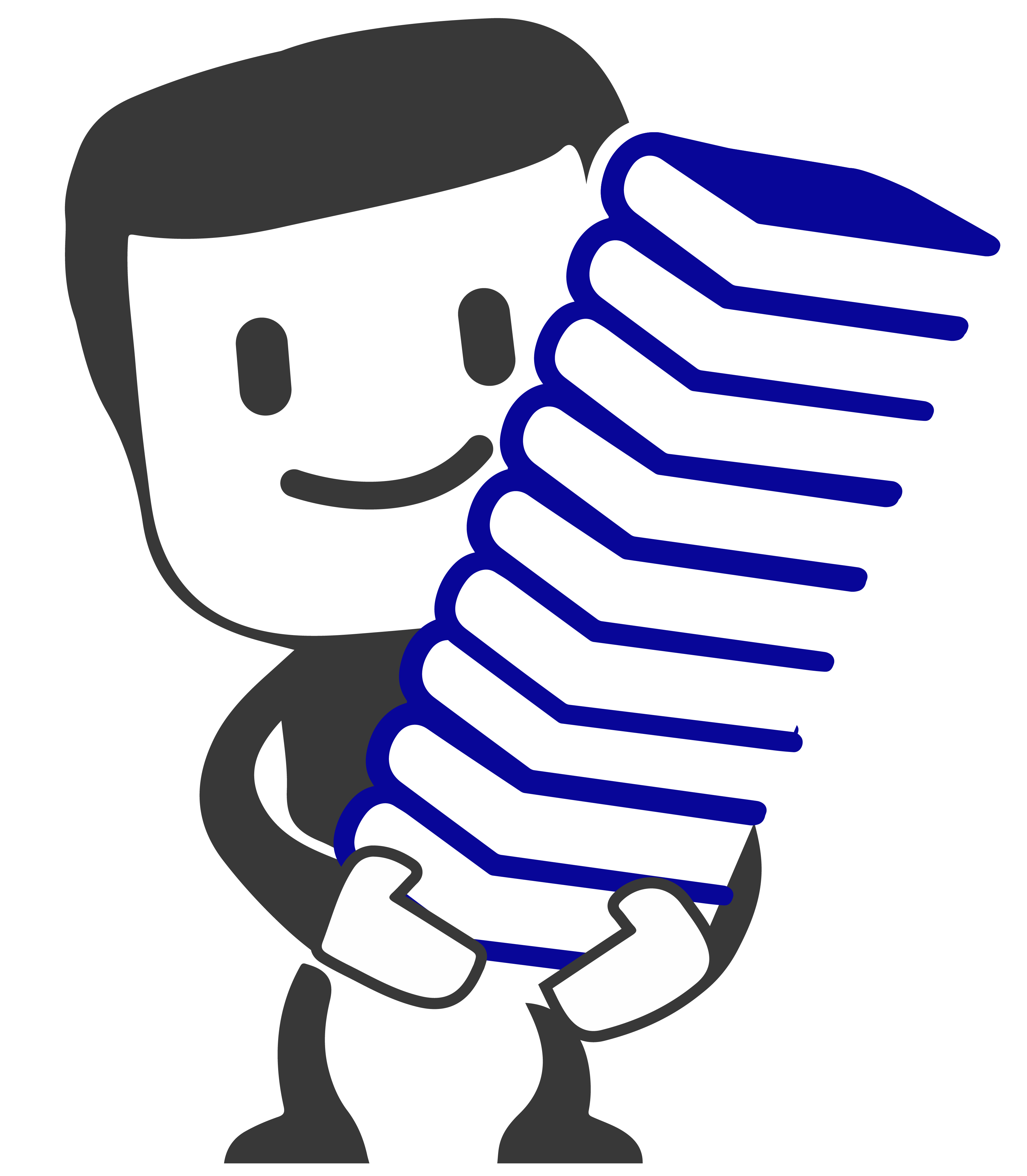 Cartoon Guy Holding Stack Of Books