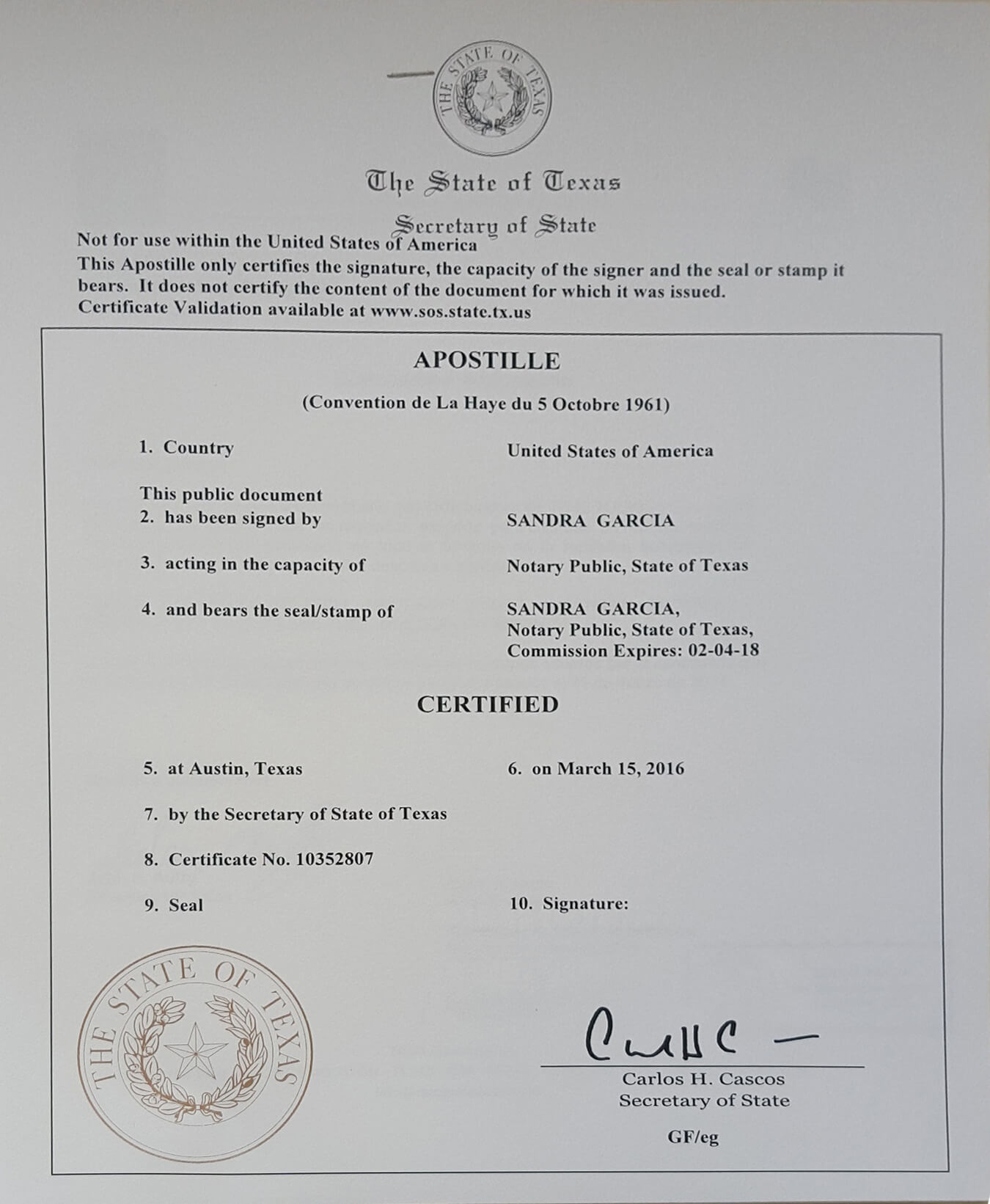 Pre-10/1/23 Apostille Certificate Pre-10/1/23 Apostille Certificate