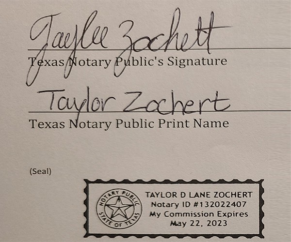 Notary Stamp Signature Example