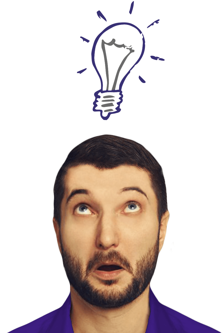 Man Looking Up At Light Bulb