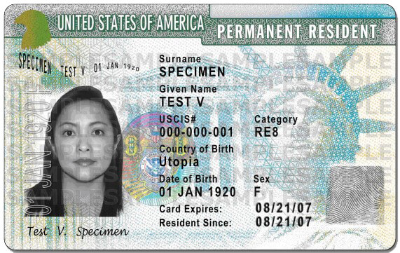 Apostille Green Card Permanent Resident Card Copy