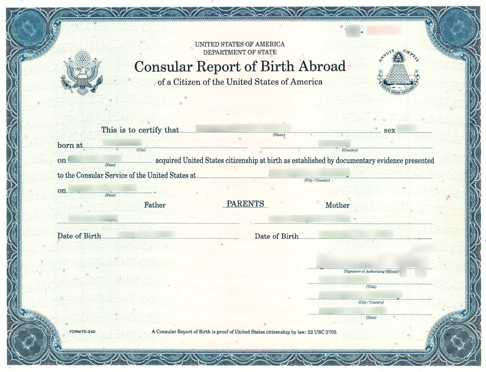 Consular Report of Birth Abroad