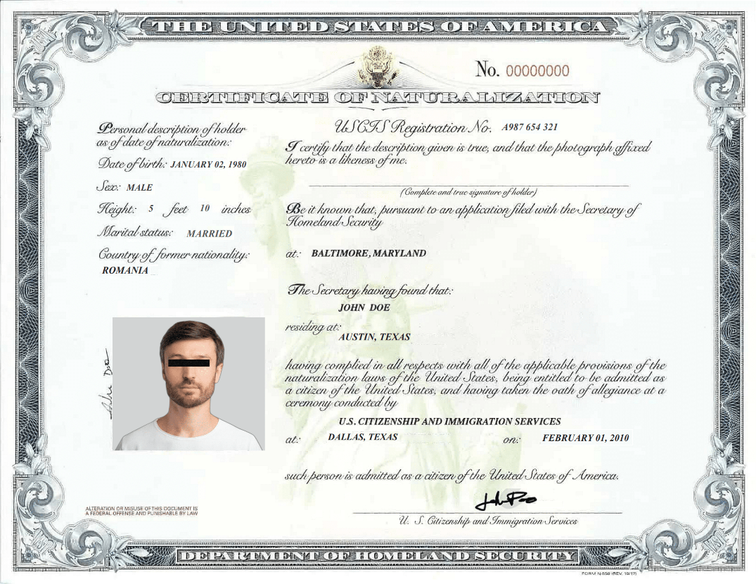 Apostille Certificate of Naturalization