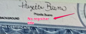 No registrar title